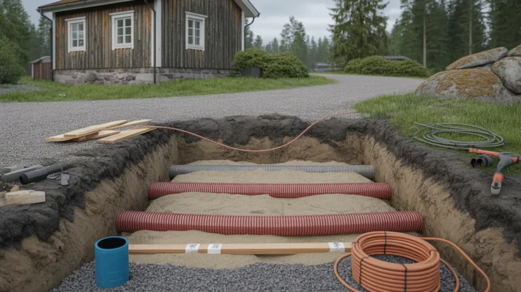 gr v smart samf rl gg fiber el och vatten p tomten s kerhetsavst nd r rval och kostnad